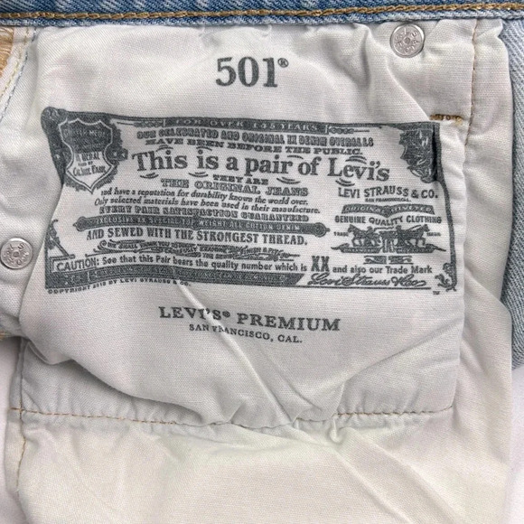 Levi’s 501 Women’s 28W Button Fly Frayed Hem Pockets Cutoff Jean Shorts - Picture 7 of 11